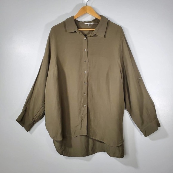 Calvin Klein Linen Blend Modern Essentials Tunic Olive Green Size 1X - Picture 12 of 12